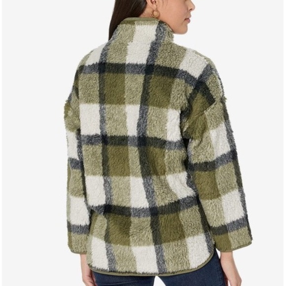 Madewell (Re)sourced Sherpa Popover Tunic Jacket Plaid Green Women Small NB532‎ - Picture 14 of 15